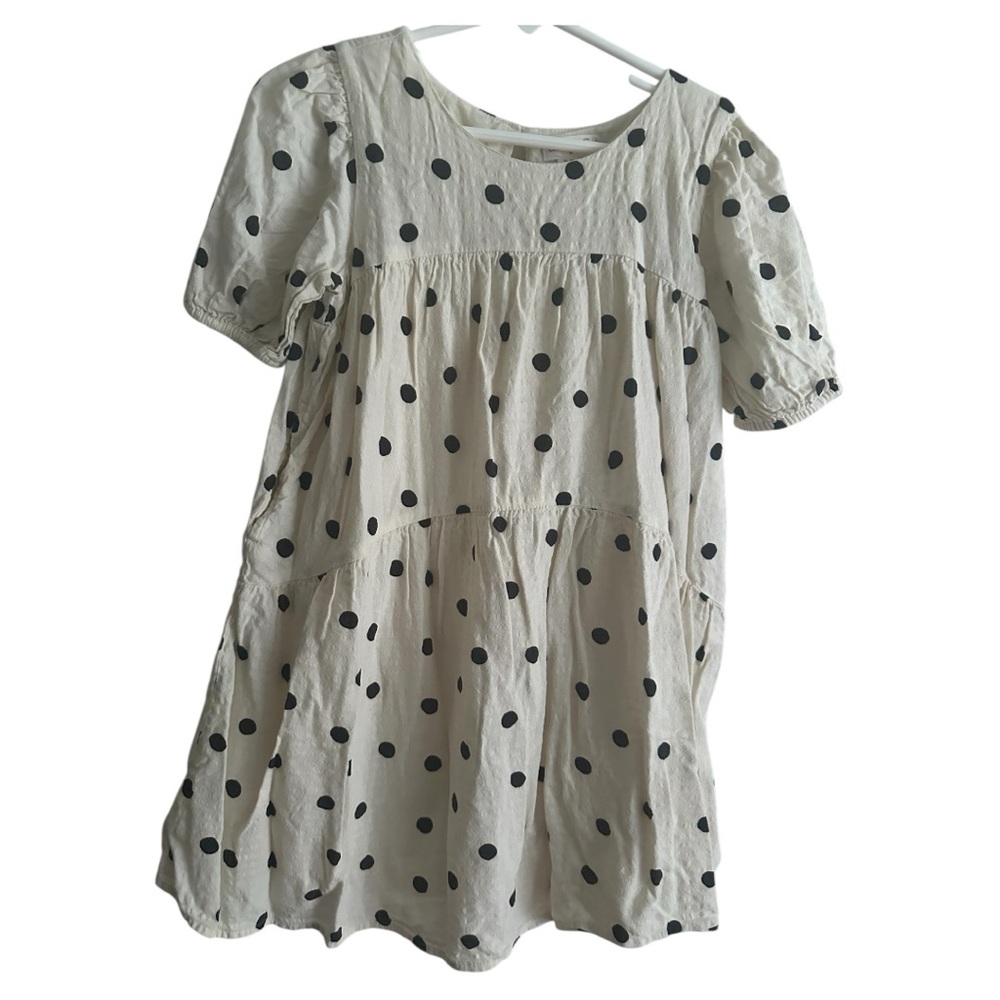 Cat & Jack Gray Pleated Babydoll Dress with Puff Sleeves size M(8)